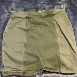 green denim skirt